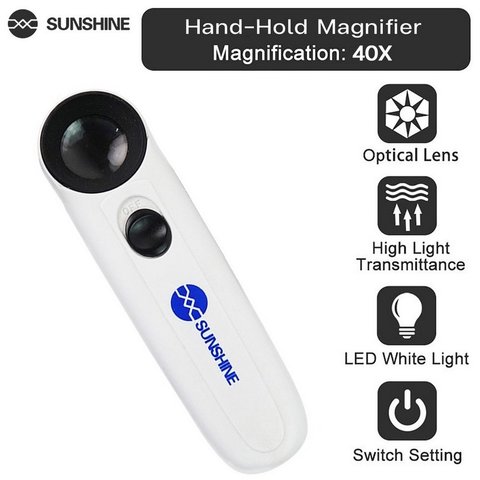 Ручна лупа Sunshine MG6B-1B, з підсвіткою, 40X Прев'ю 1