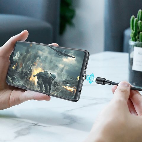 USB кабель Hoco X52, USB тип-C, USB тип-A, 100 см, 3 A, черный, магнитный, #6931474735546 Превью 5