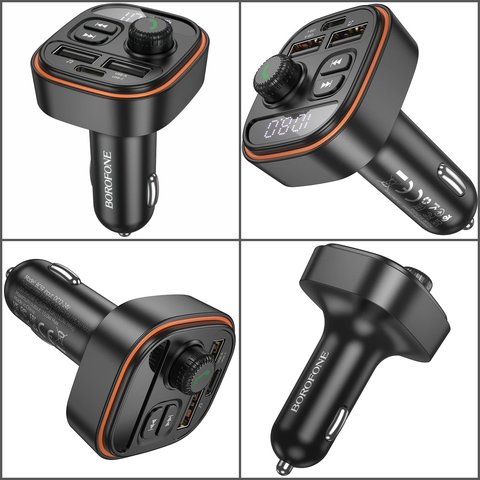 FM Transmitter Borofone BC59, (black, with button, USB type-A, USB type C) #6941991117312 Preview 1