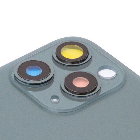 Задня панель корпуса для iPhone 11 Pro Max, зелена, із склом камери, small hole, matte midnight green Прев'ю 1