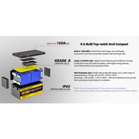 Аккумулятор Basen BG24230, LiFePO4, 24 В, 230 Ач, bluetooth Превью 5